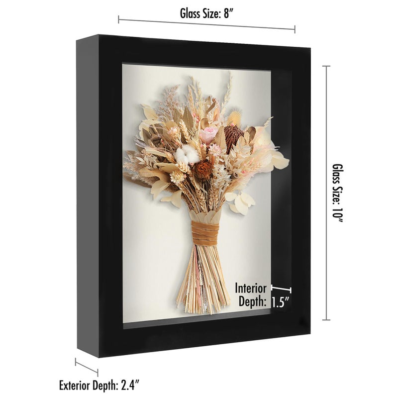 Americanflat 8x10 Shadow Box Frame with Shatter-Resistant Glass - Silhouette Collection - Large Shadow Box Display Case for Tabletop and Wall Display - Black with Soft Felt Back - Image 2